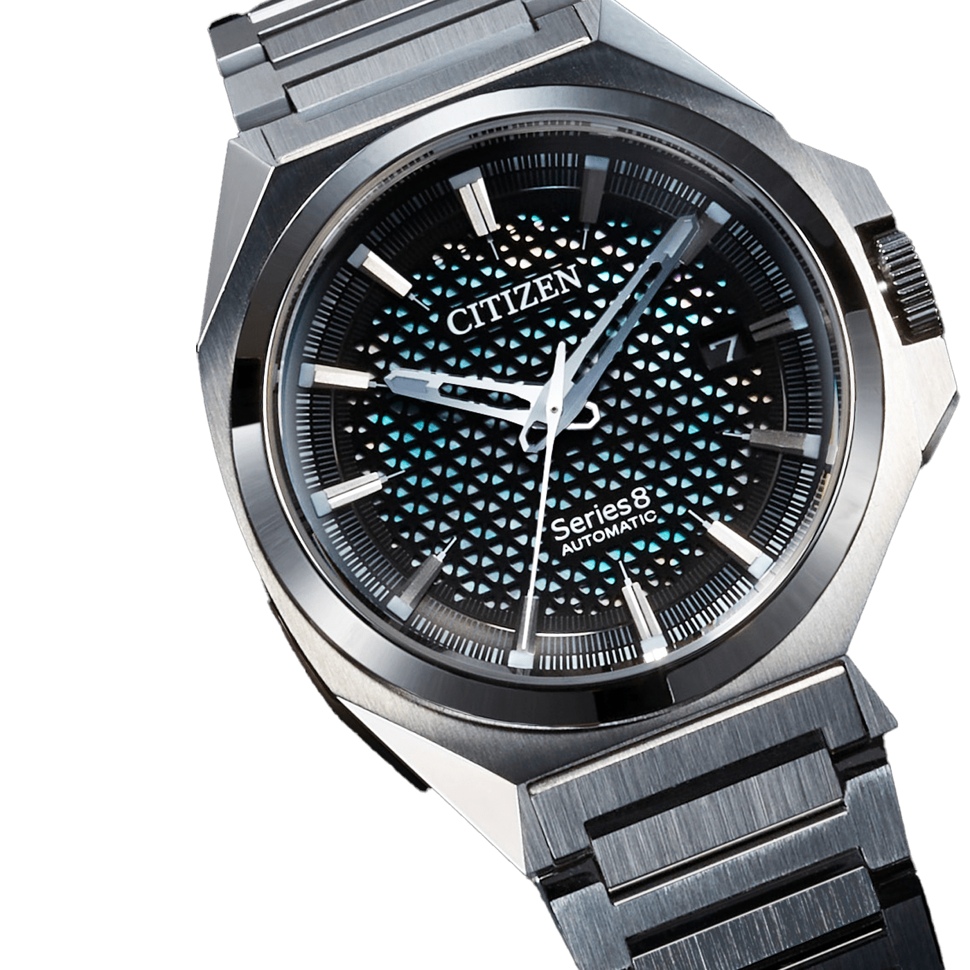 Citizen Series 8 automatisch horloge met zwarte en blauwe wijzerplaat