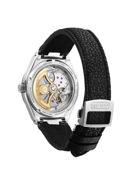 Citizen horlogerug met zichtbaar mechanisme, leren band, limited edition.