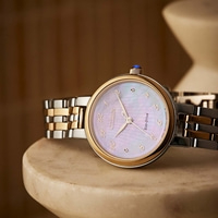 Citizen horloge met gouden en zilveren band, Eco-Drive, elegant design