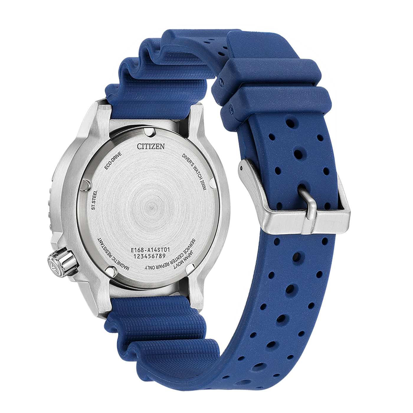 Citizen horlogerug met blauwe band, Eco-Drive, Diver's Watch 200M, magnetisch resistent
