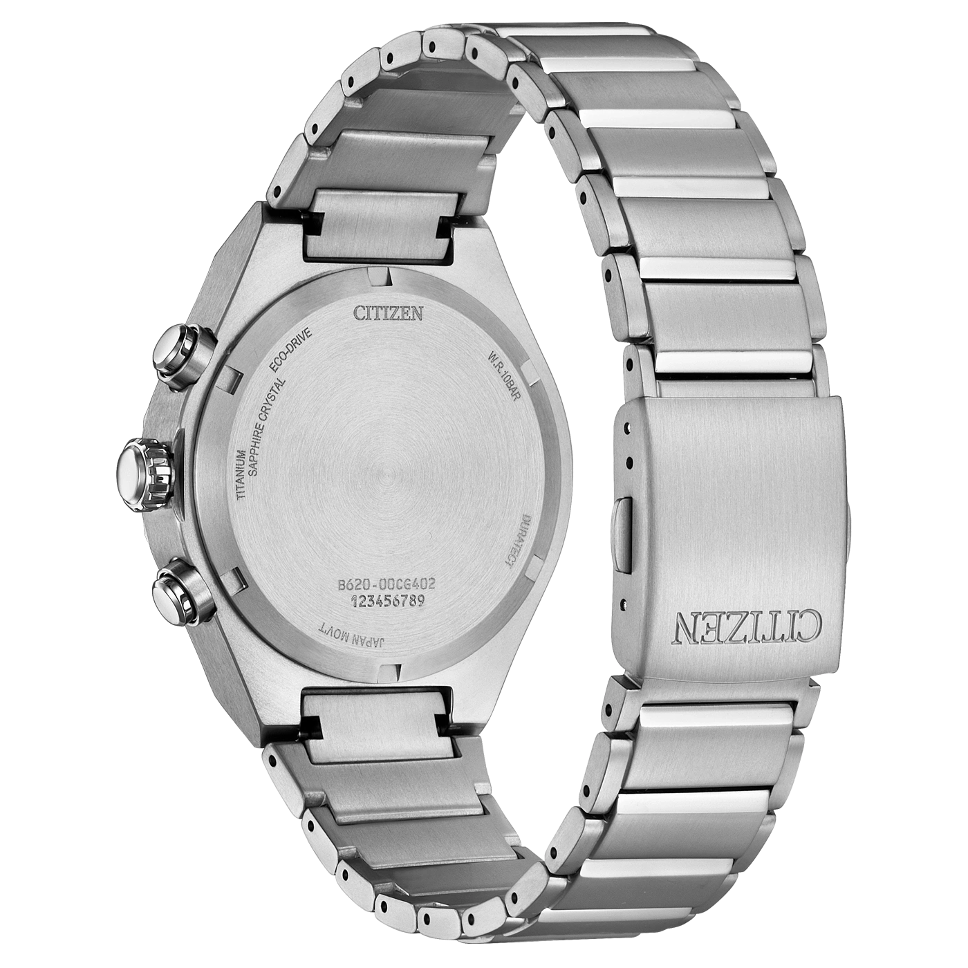 Citizen horlogerug, titanium, saffierglas, Eco-Drive, W.R. 10BAR, Japan Movt.