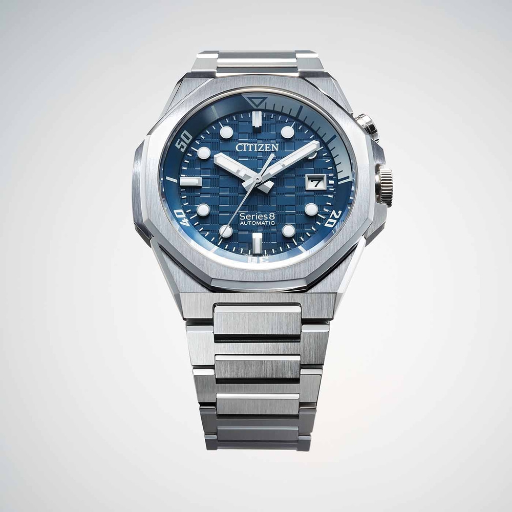 Citizen Series 8 automatische horloge met blauwe wijzerplaat en stalen band