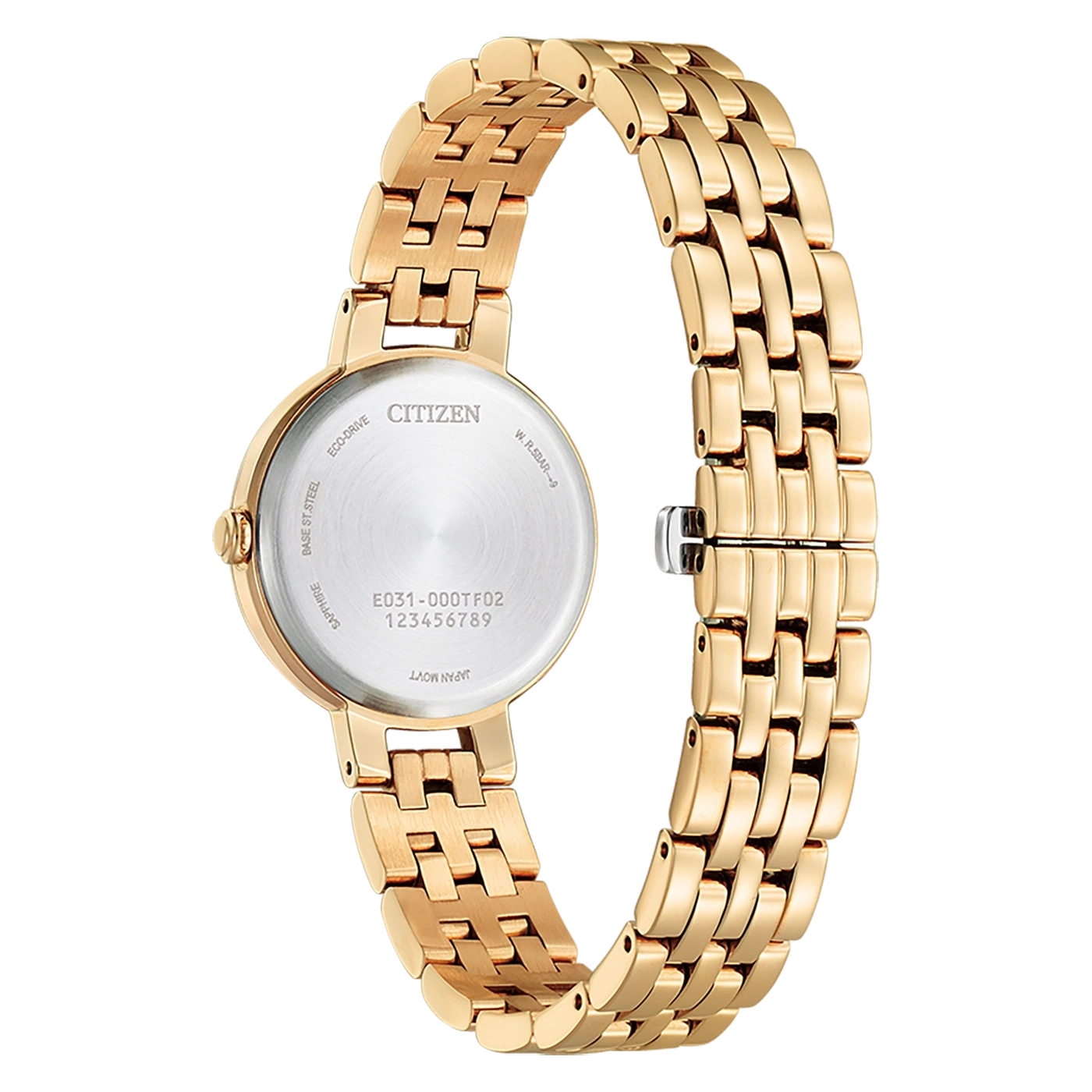 Citizen horloge, goud, ronde wijzerplaat, Eco-Drive, saffier, roestvrij staal, Japan movt