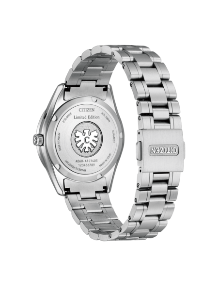 Citizen horlogekast, Limited Edition, Eco-Drive, titanium, waterbestendig, gemaakt in Japan.