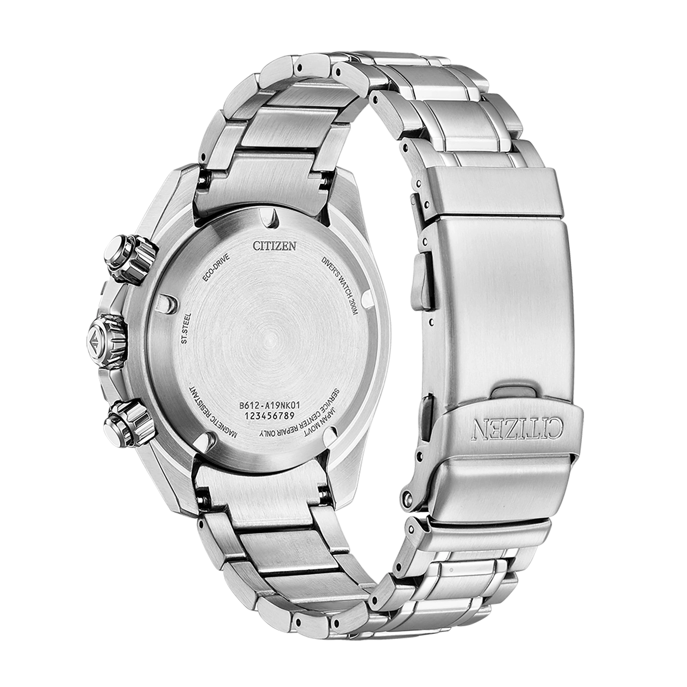 Citizen horlogerug, roestvrij staal, Eco-Drive, Diver's Watch 200M, Japanse uurwerk.