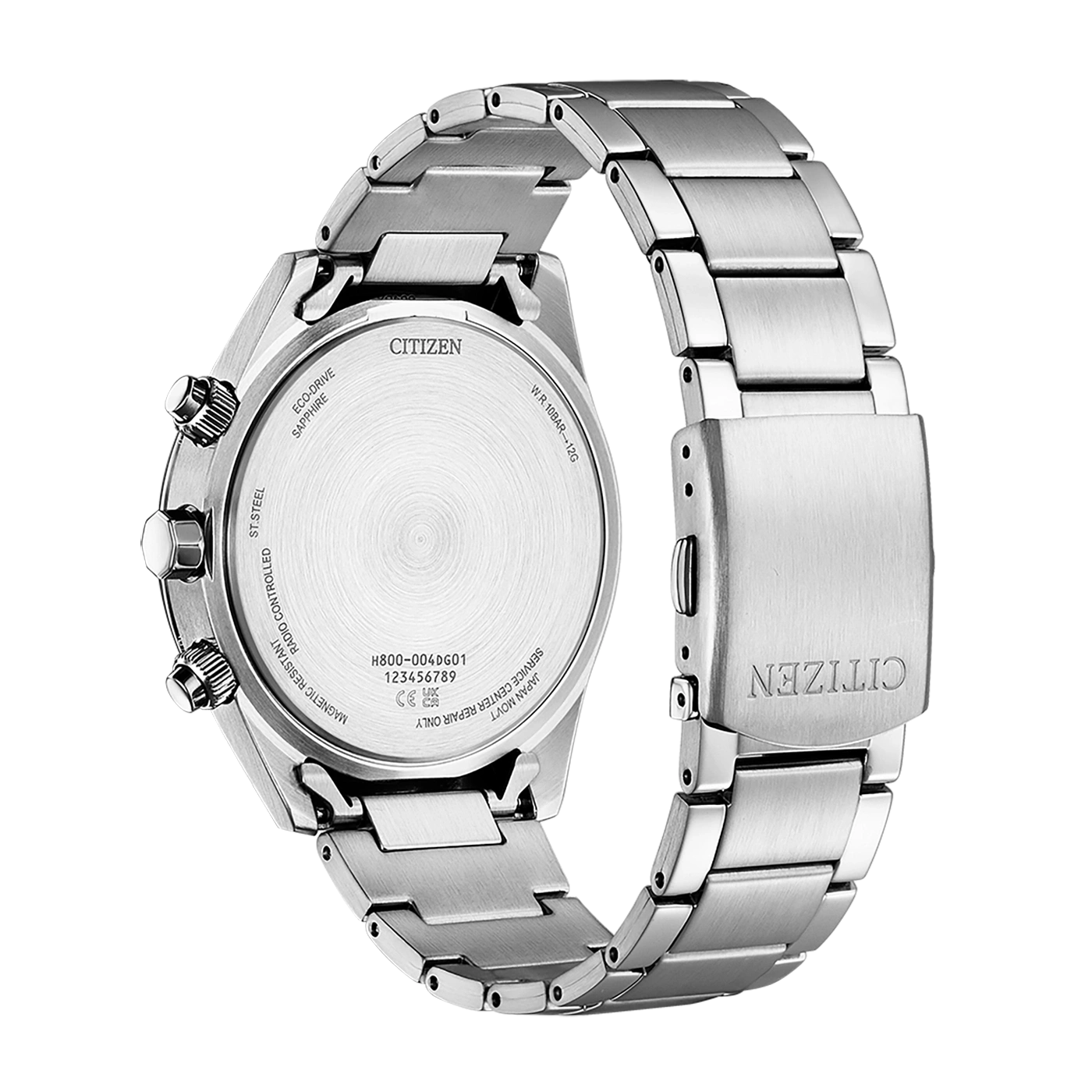 Citizen horlogerug, roestvrij staal, Eco-Drive, saffier, radiogestuurd