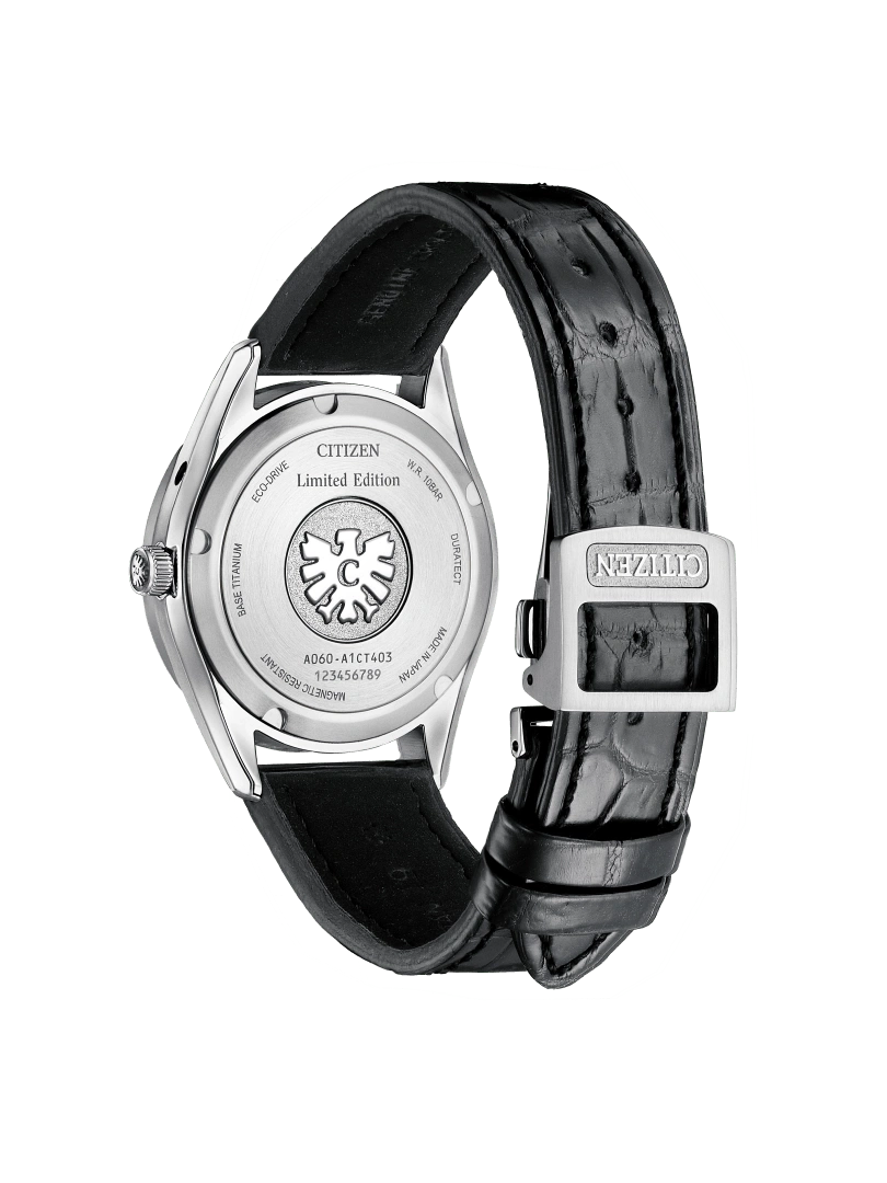 Citizen horlogerug met zwarte leren band, limited edition, titanium basis