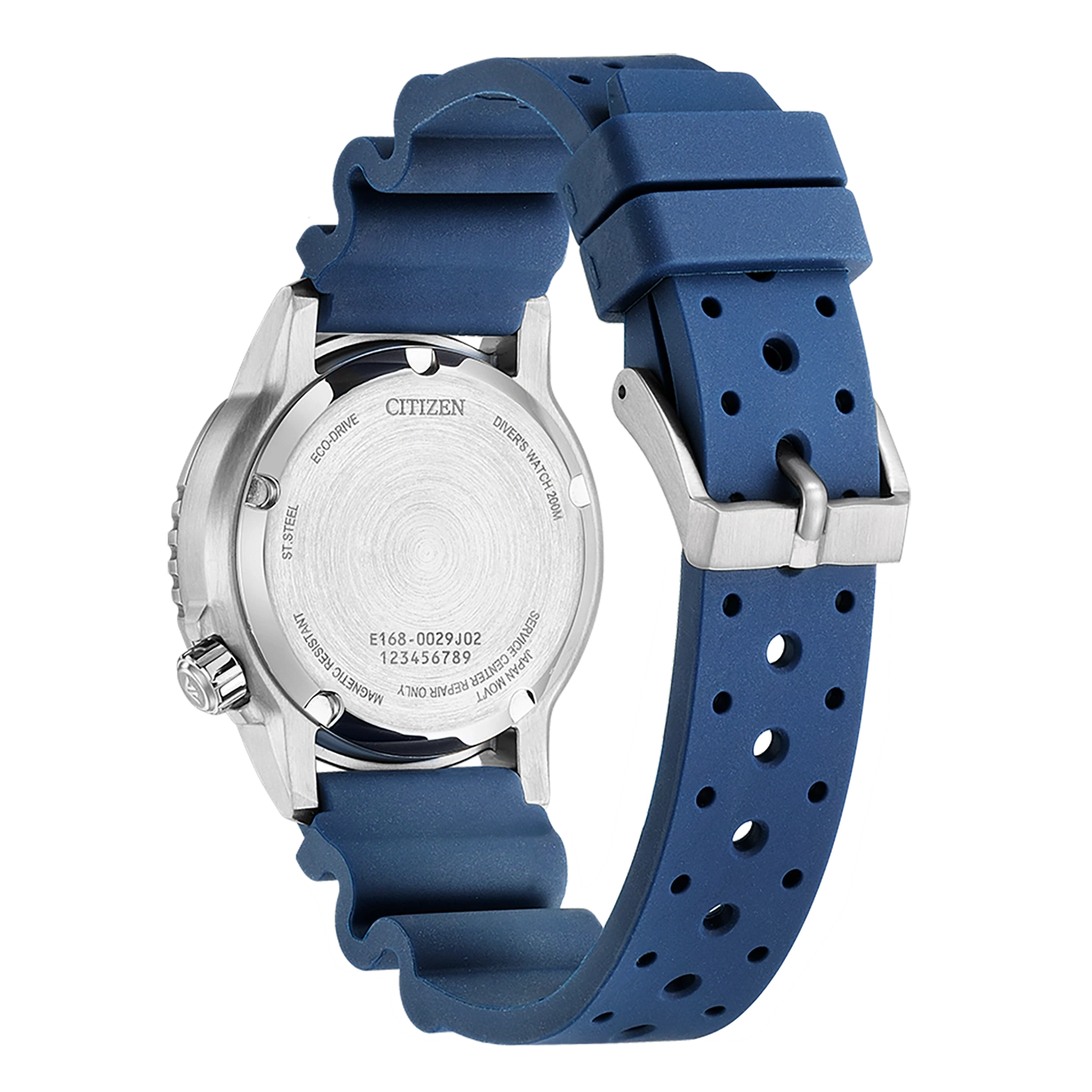 Citizen horlogerug, blauwe band, Eco-Drive, Diver's Watch 200M, roestvrij staal