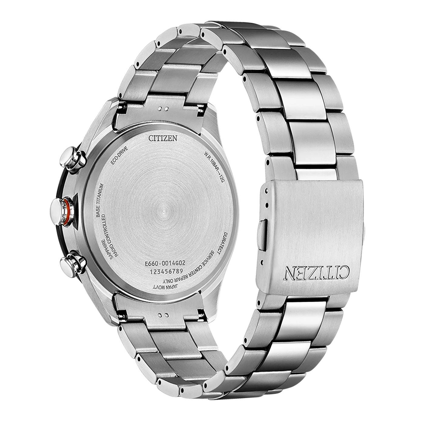 Citizen horlogerug, zilver, Eco-Drive, Duratect, saffier, radiogestuurd, titanium