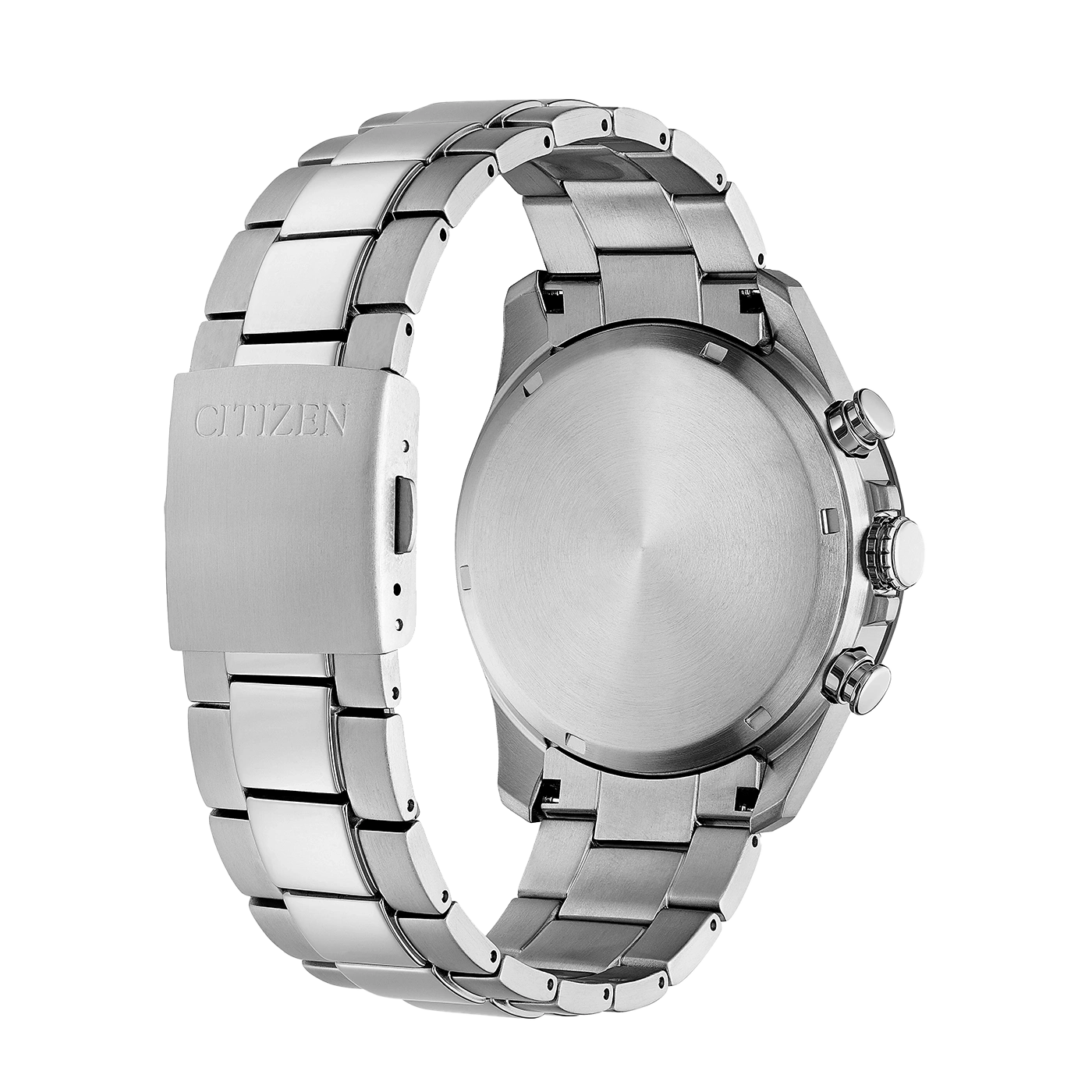 Citizen horloge, achterkant, roestvrij staal, armband, close-up, details, glanzend, elegant