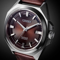 Citizen Series 8 automatische horloge met bruine leren band en bruine wijzerplaat