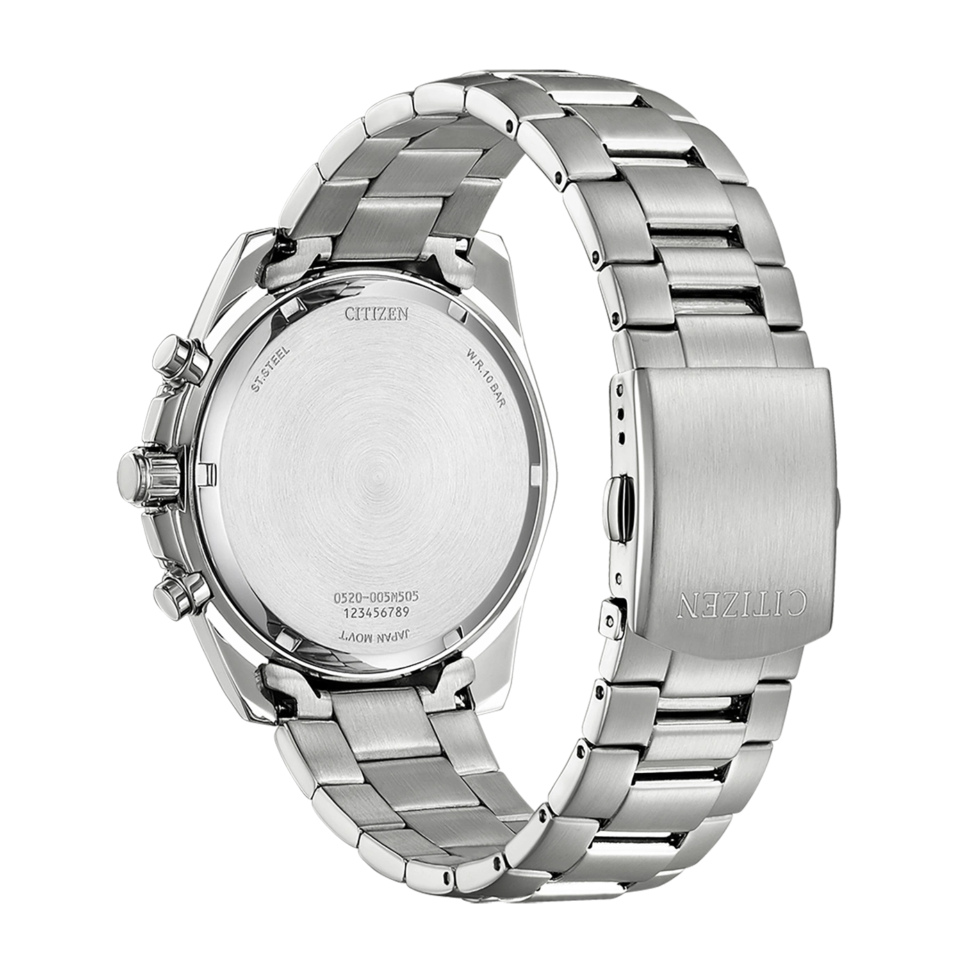 Citizen horlogerug, roestvrij staal, zilveren armband, W.R. 10 bar, Japan Movt.