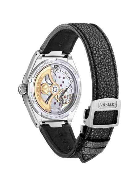 Citizen-Uhrrückseite, limitierte Auflage, Lederarmband, Edelstahl, K18-Lünette.