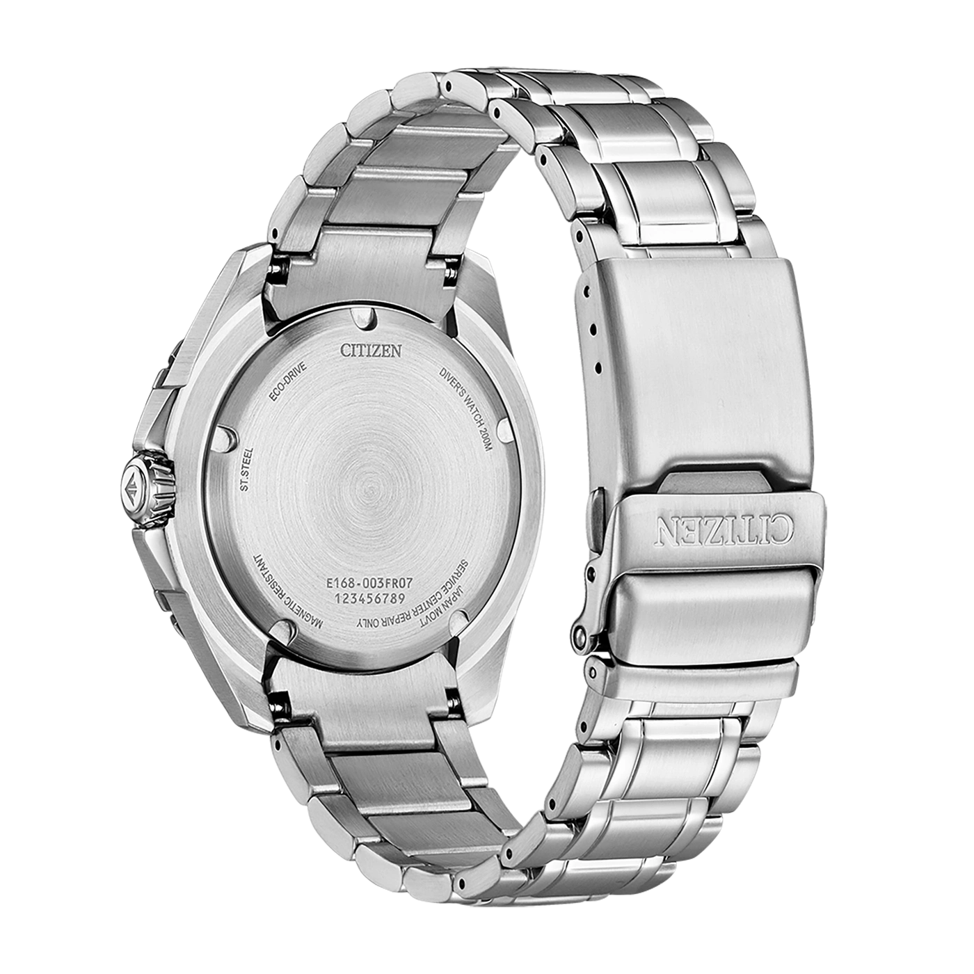 Citizen horlogerug, roestvrij staal, Eco-Drive, Diver's Watch 200M, Japan Movt.