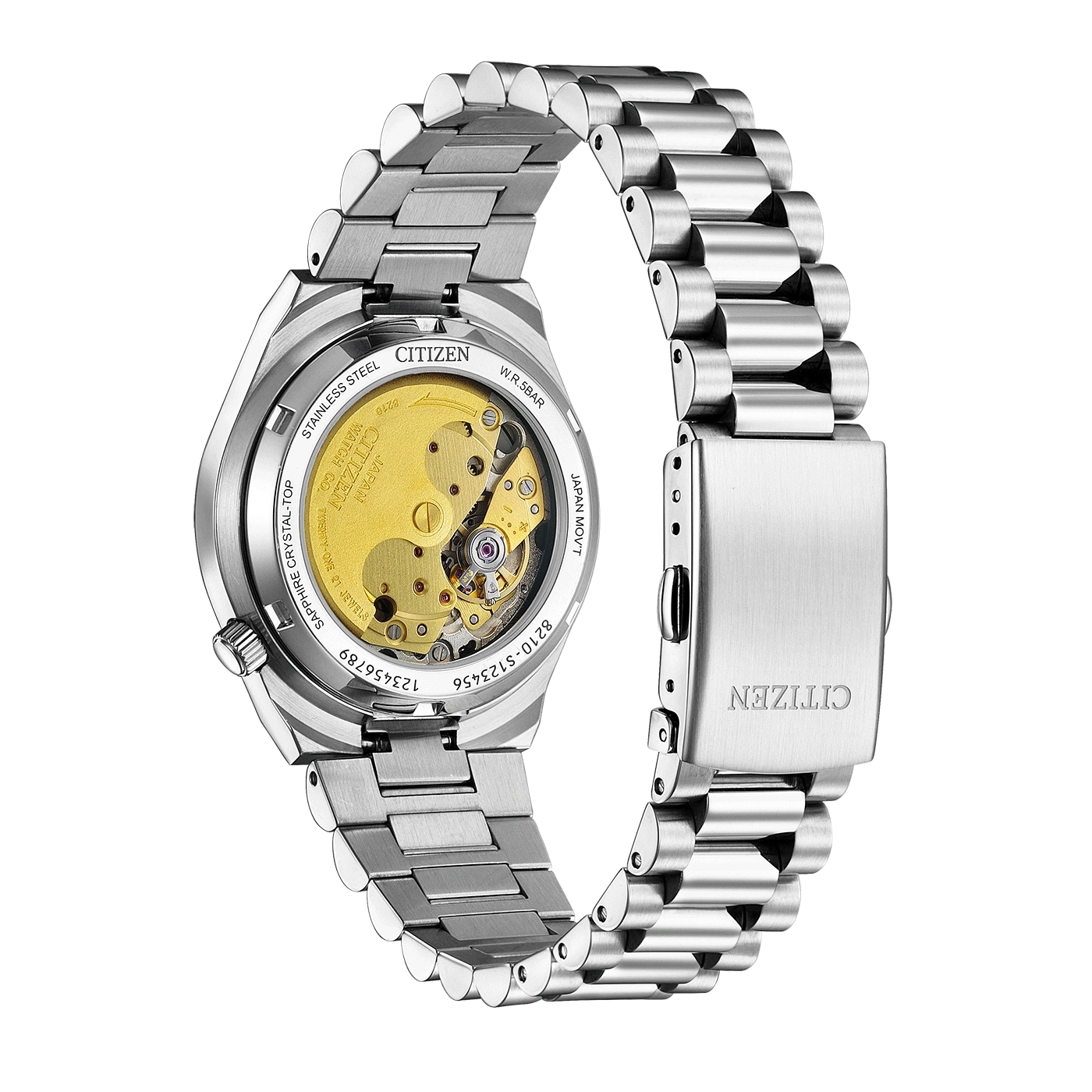 Citizen horlogekast, roestvrij staal, saffierkristal, Japans uurwerk, 5 bar waterdichtheid.