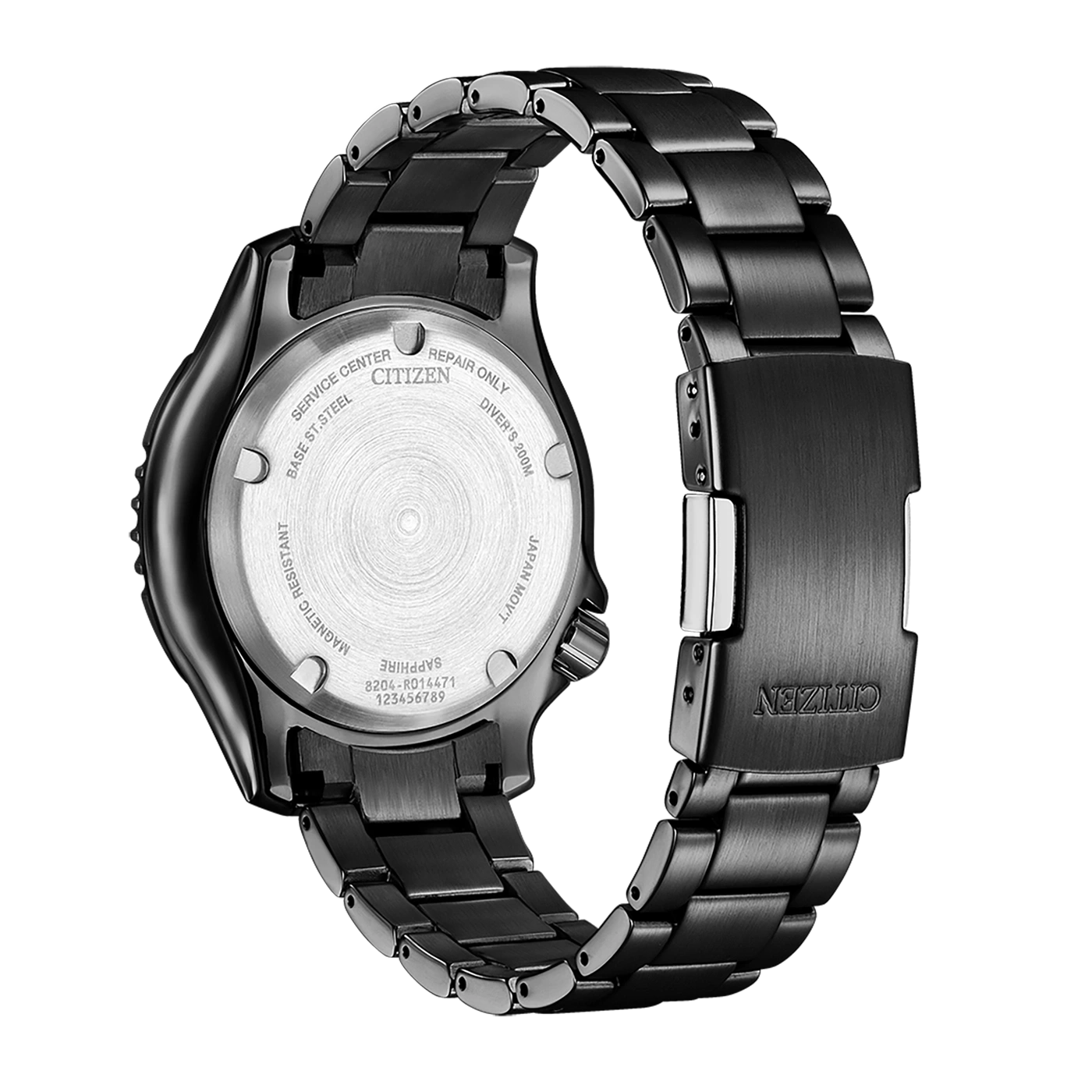 Citizen horlogerug met details: saffier, magnetisch resistent, duiker 200m