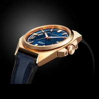 Gouden horloge met blauwe wijzerplaat en band, Citizen Series 8 Automatic.