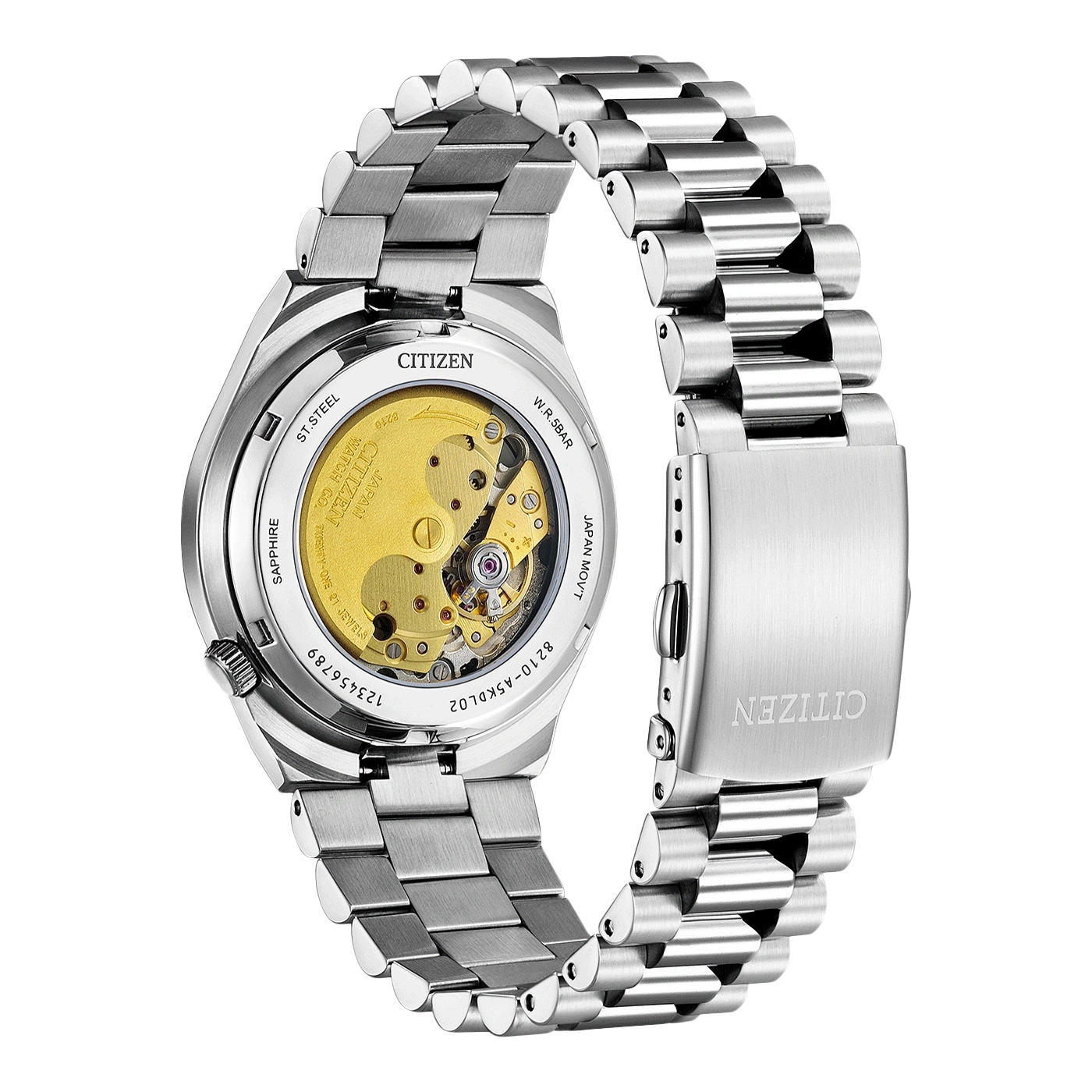 Citizen horlogerug, staal, saffier, Japanse uurwerk, 8210-A5KDL02, 123456789, W.R.5BAR