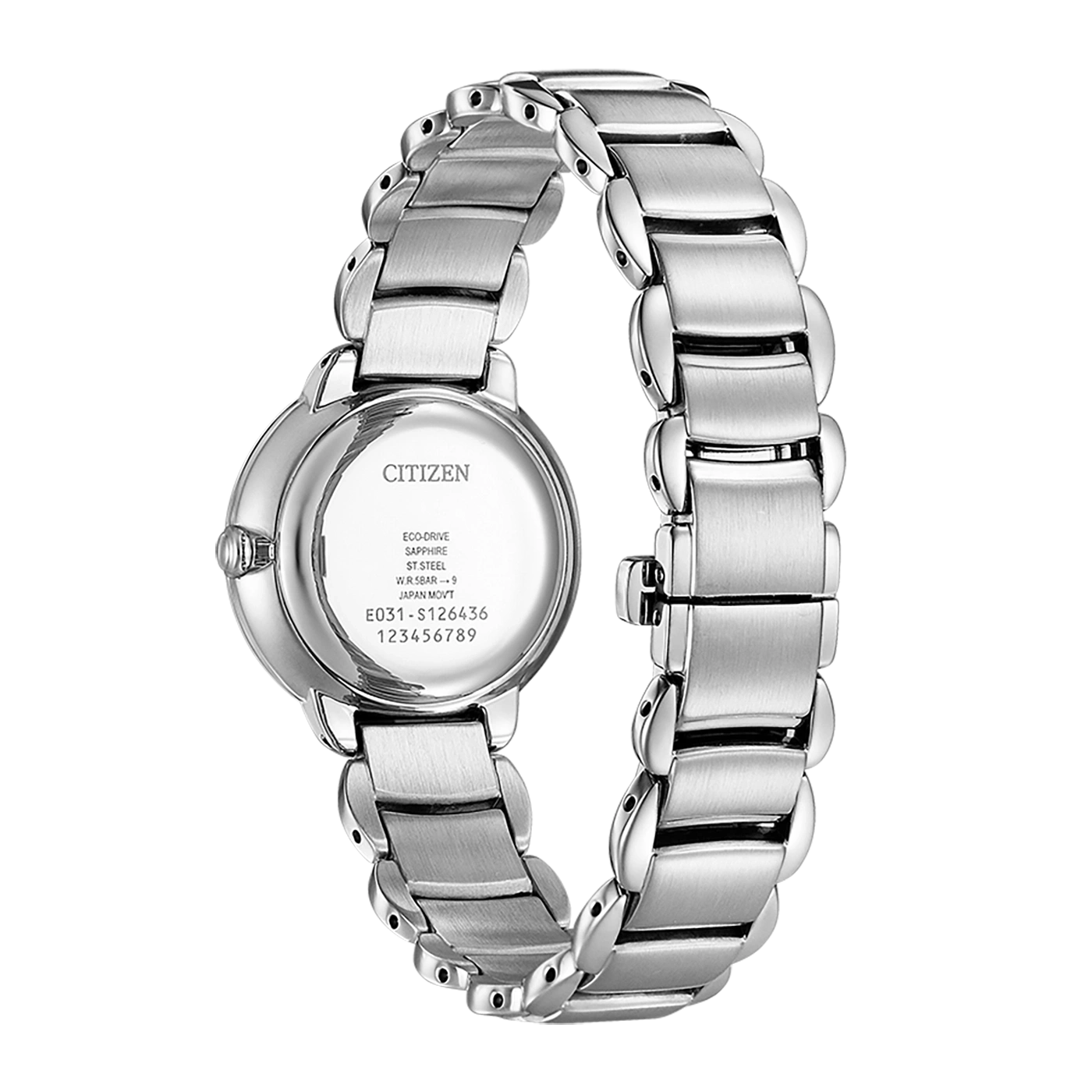 Citizen horlogerug, Eco-Drive, Saffier, Roestvrij staal, W.R. 5BAR, Japan Movt, E031-S126436