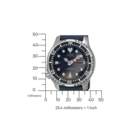 Citizen automatisch horloge met blauwe band, waterdicht 200M, en dagweergave.