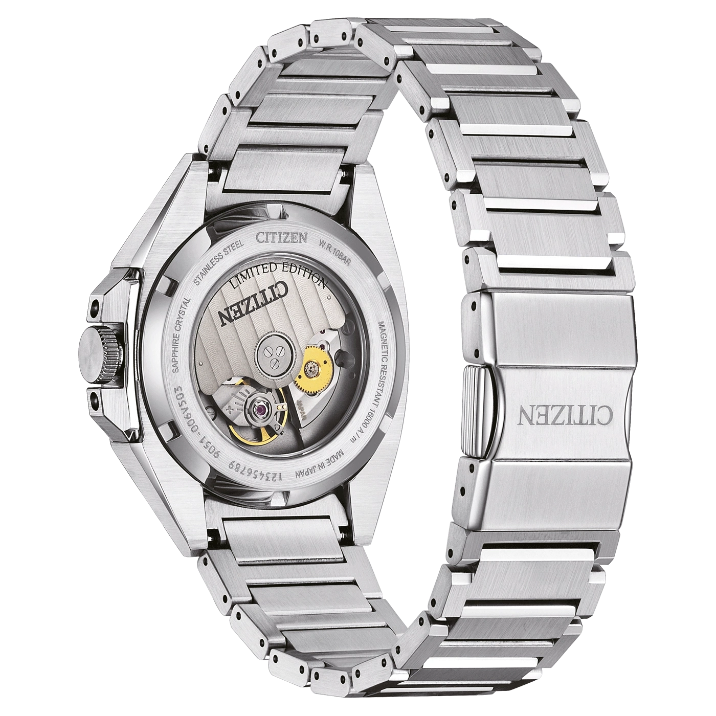 Citizen horloge, roestvrij staal, limited edition, saffier kristal, Japans gemaakt.