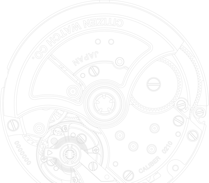 Citizen-Uhrwerk, Japan, Kaliber 0210, detaillierte Mechanik, Zahnräder und Komponenten.