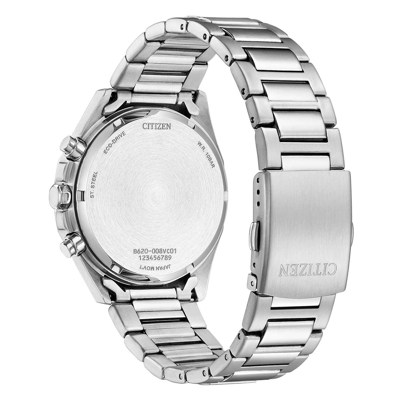 Citizen horlogerug, roestvrij staal, Eco-Drive, W.R. 10BAR, Japan Movt.