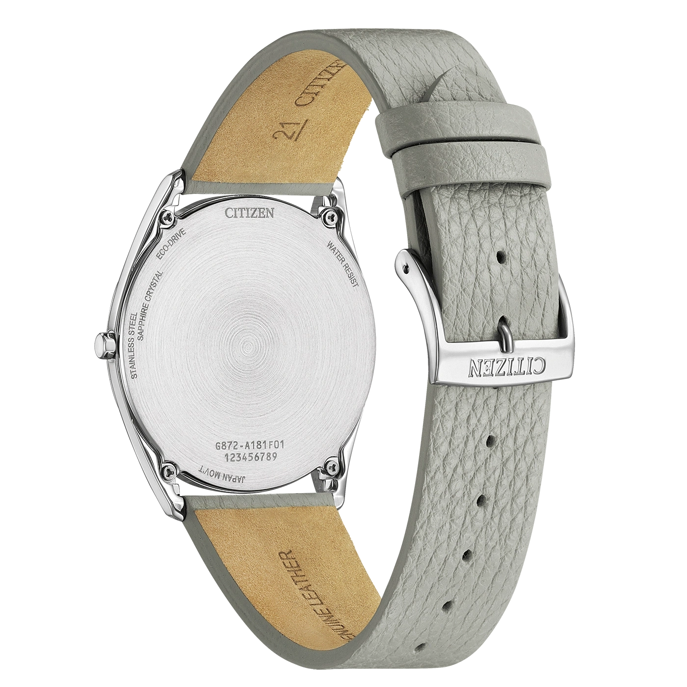 Citizen horlogerug, roestvrij staal, leren band, waterbestendig, eco-drive, saffierkristal