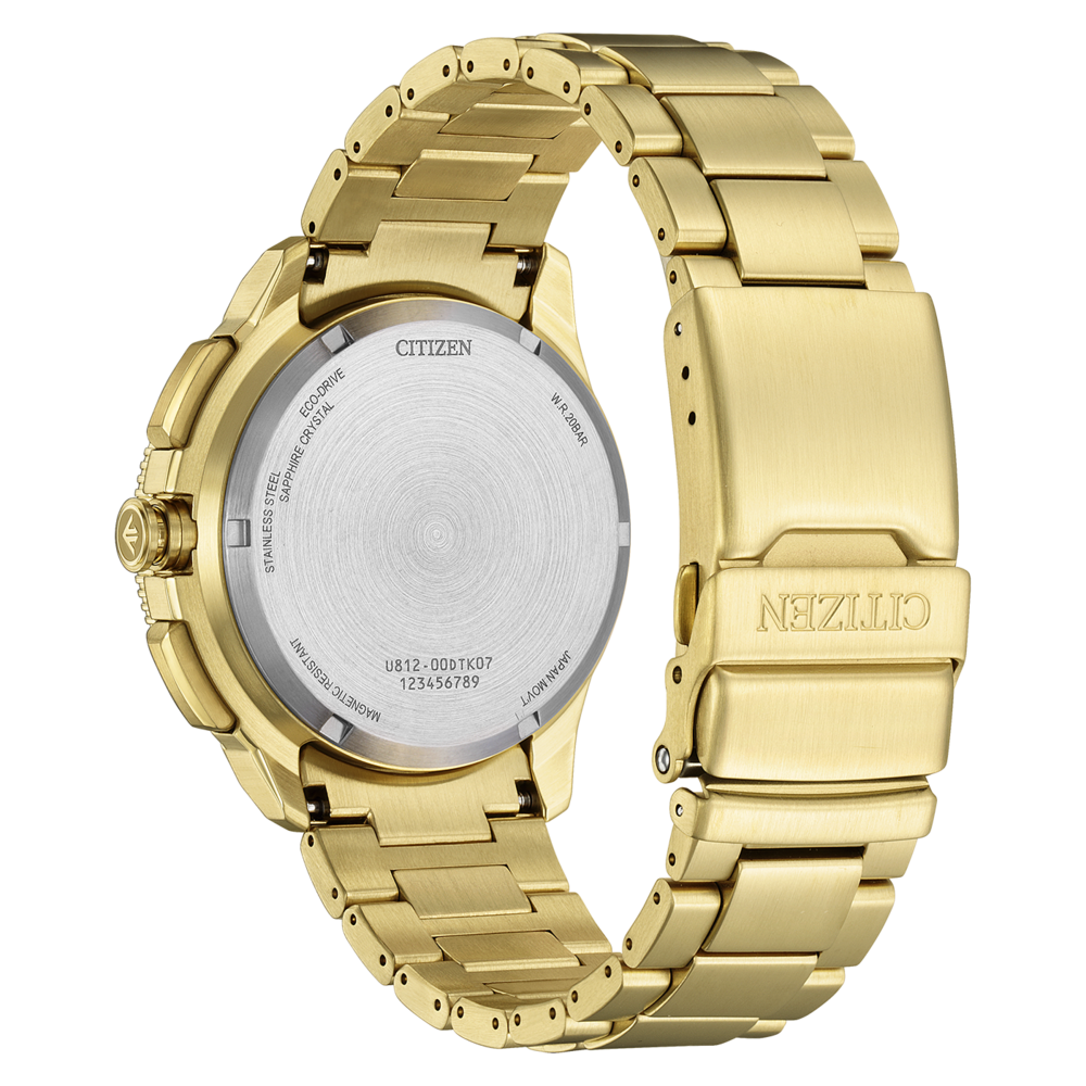 Gouden Citizen horloge achterkant met modelnummer en details