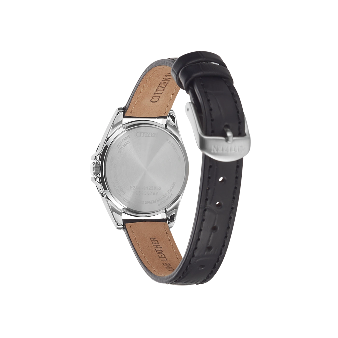 Citizen horlogerug, leren band, Eco-Drive, saffier, waterbestendig, Japans uurwerk.