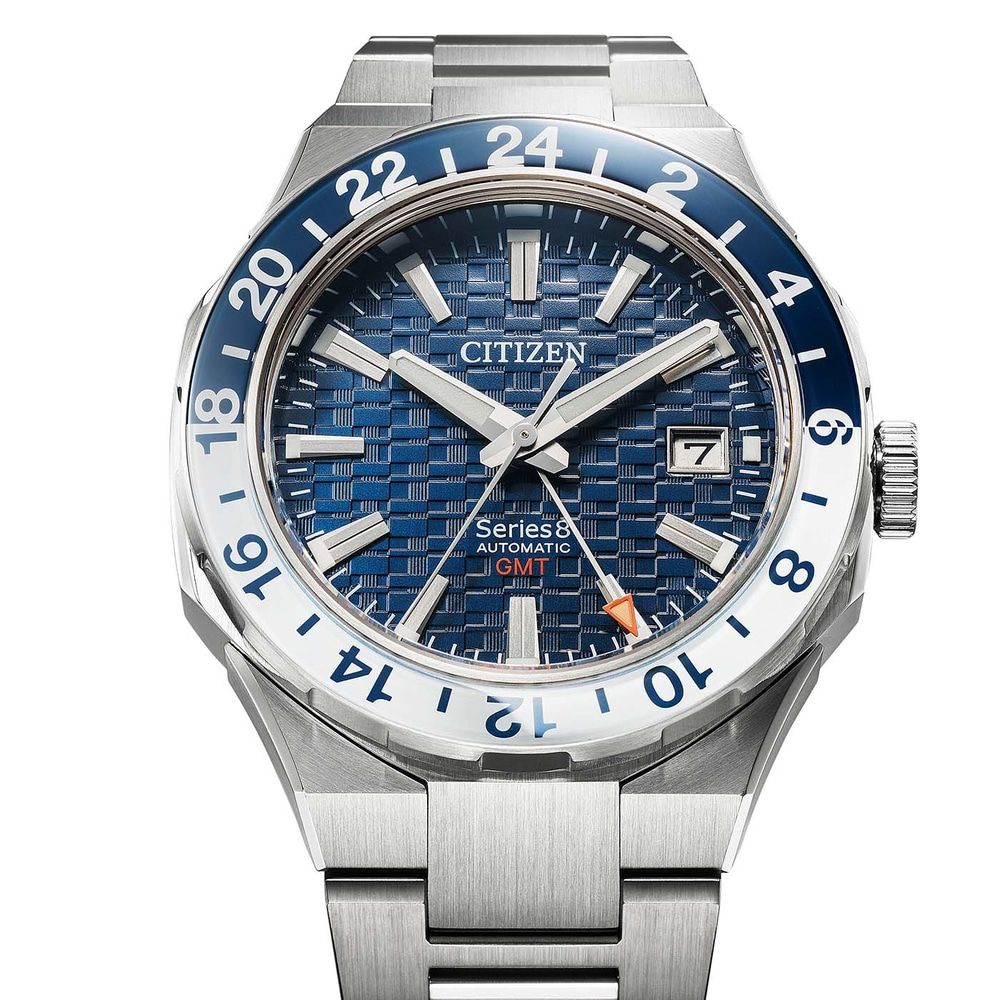 Citizen Series 8 GMT automatisch horloge met blauwe wijzerplaat en stalen band
