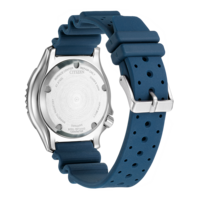 Citizen horlogerug, roestvrij staal, blauwe band, diver's 200m, saffier, Japanse uurwerk