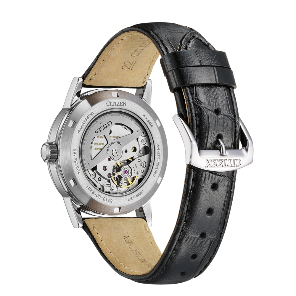 NJ0210-05E Mannelijk Leer zwart ⌀ 40mm