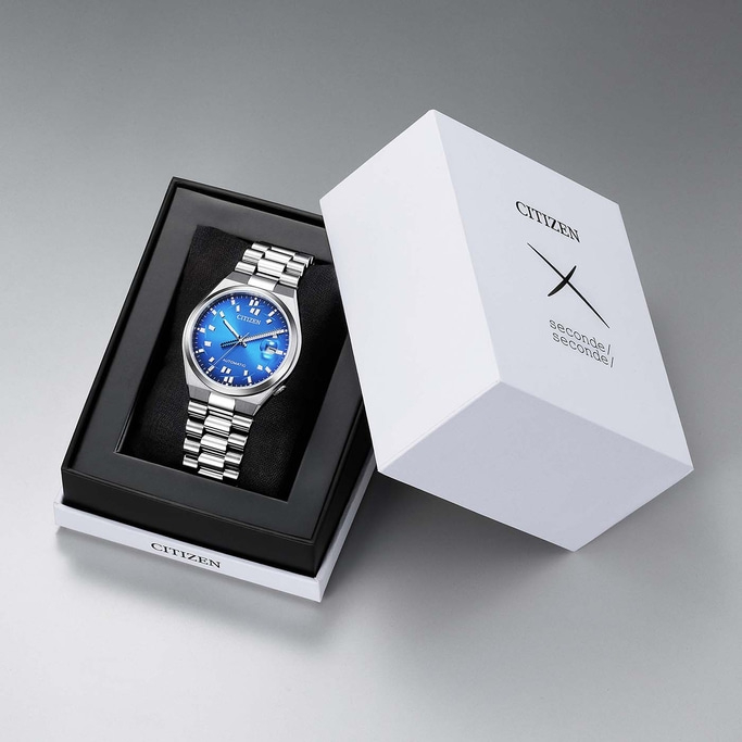 Citizen horloge in een doos met de tekst "seconde/seconde/".