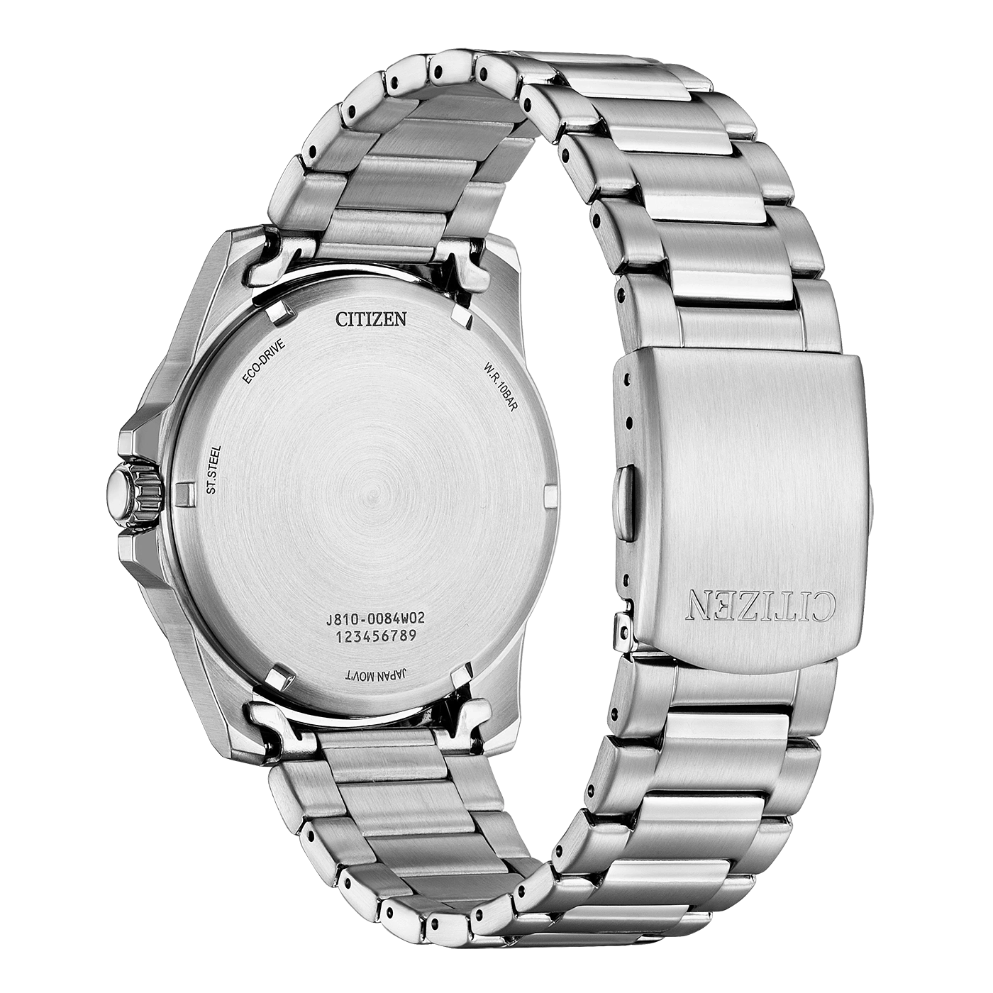 Citizen horlogerug, roestvrij staal, Eco-Drive, W.R. 10BAR, Japan Movt.