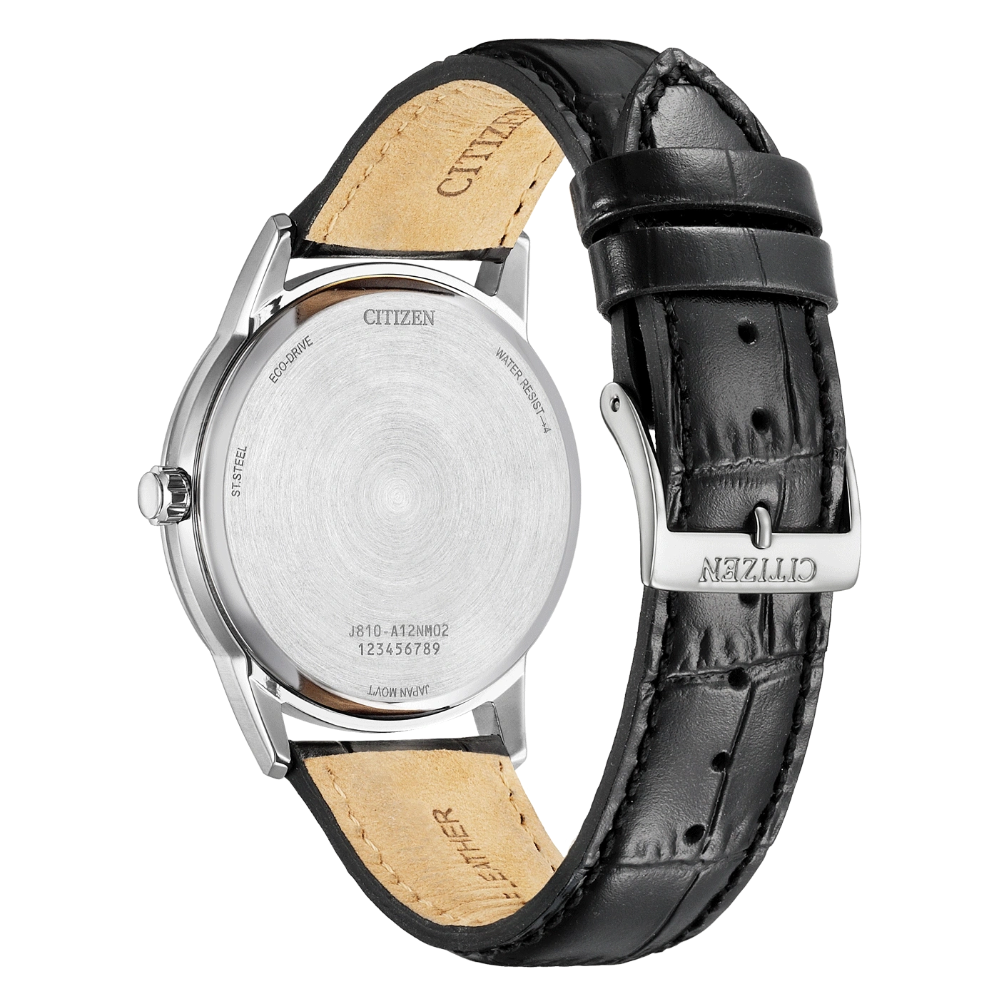 Citizen horloge, leren band, roestvrij staal, Eco-Drive, waterbestendig, Japan