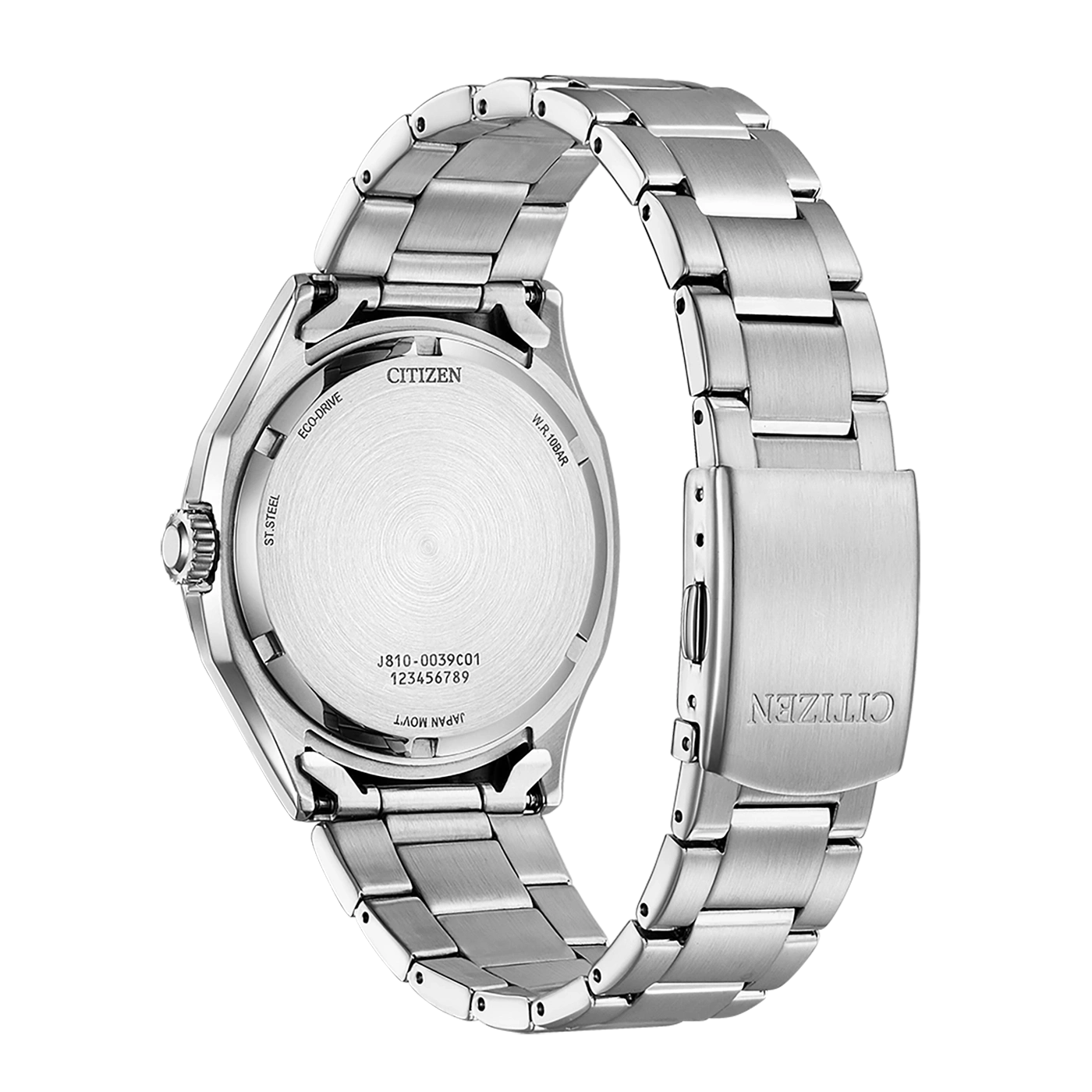 Citizen horlogerug, roestvrij staal, Eco-Drive, W.R.10BAR, Japan Movt.