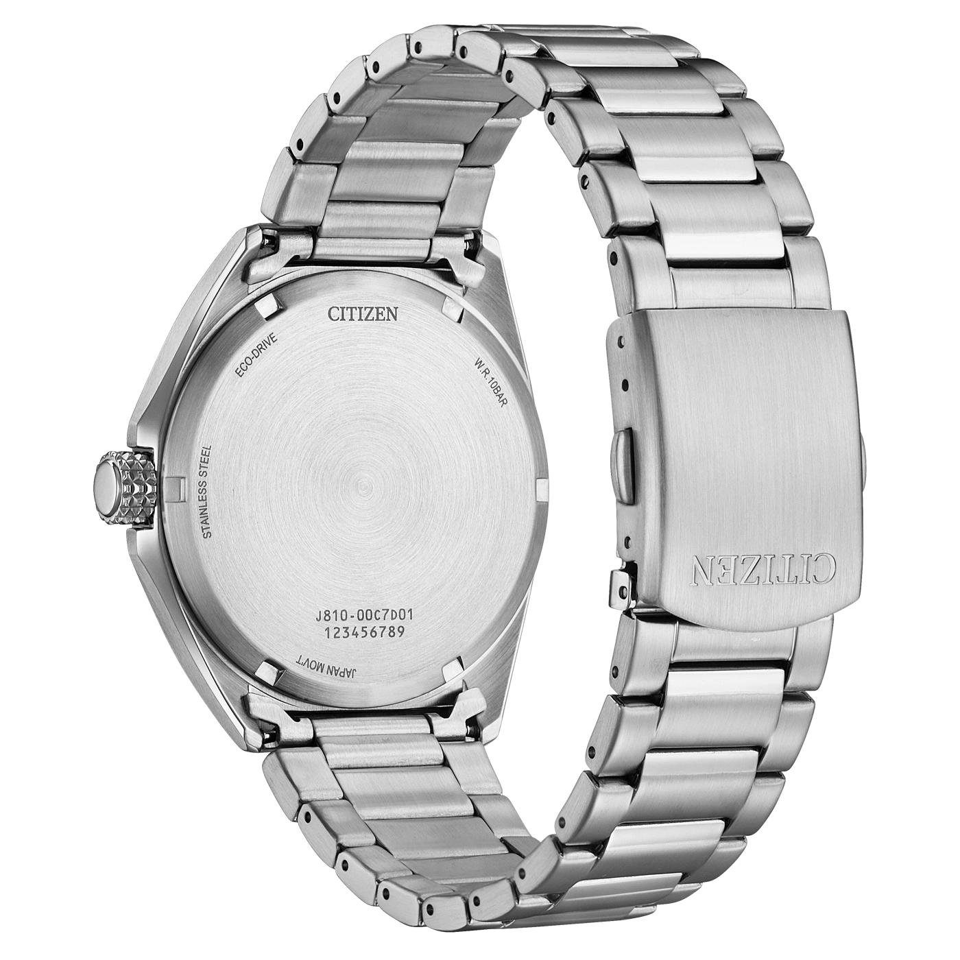 Citizen horlogerug, roestvrij staal, Eco-Drive, Japanse uurwerk, W.R. 10BAR, J810-00C7D1
