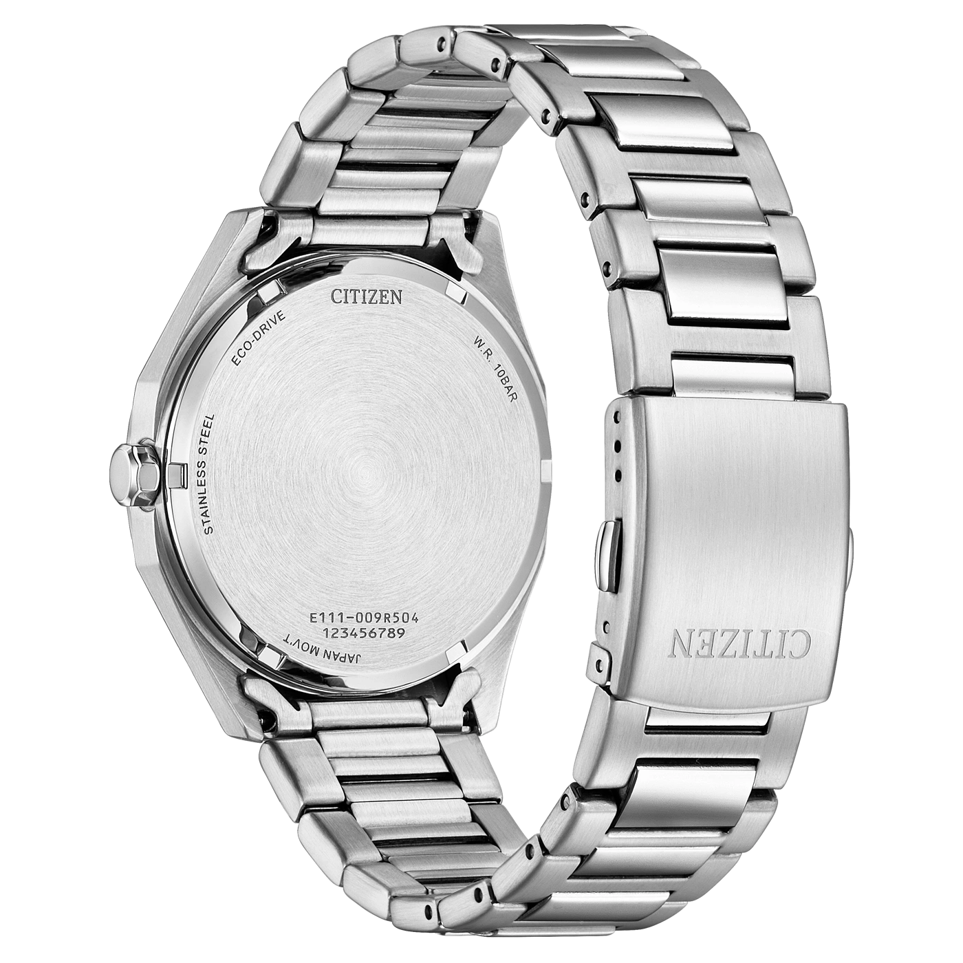 Citizen horlogerug, roestvrij staal, Eco-Drive, W.R. 10BAR, Japan Movt, E111-009R504
