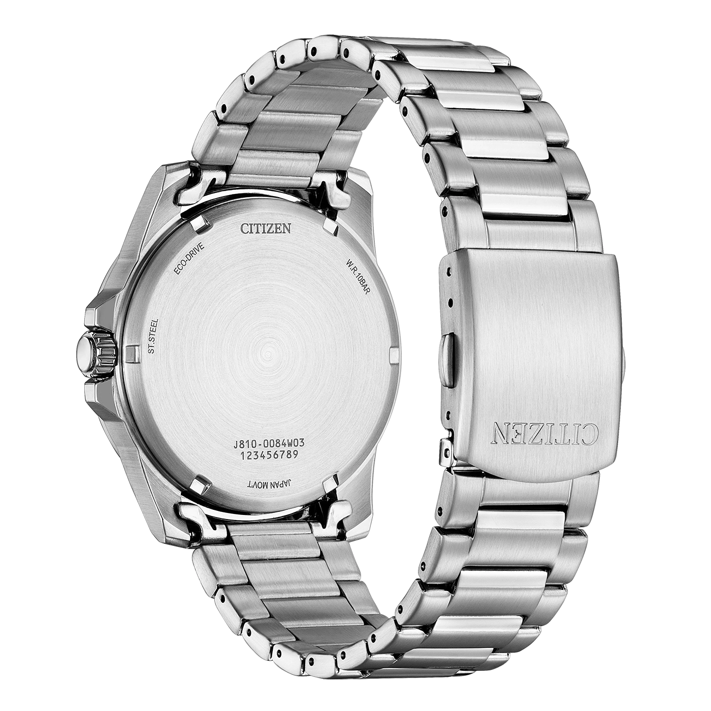 Citizen horlogerug, roestvrij staal, Eco-Drive, W.R. 10BAR, Japan Movt.