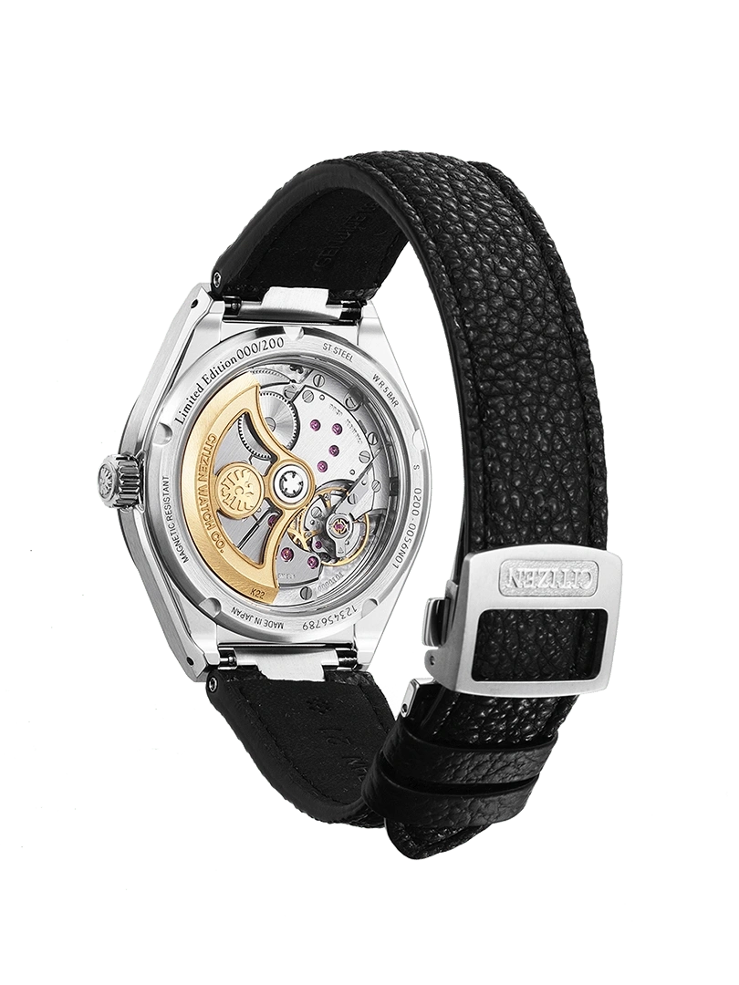 Citizen horlogerug met zichtbaar mechanisme, leren band, limited edition.