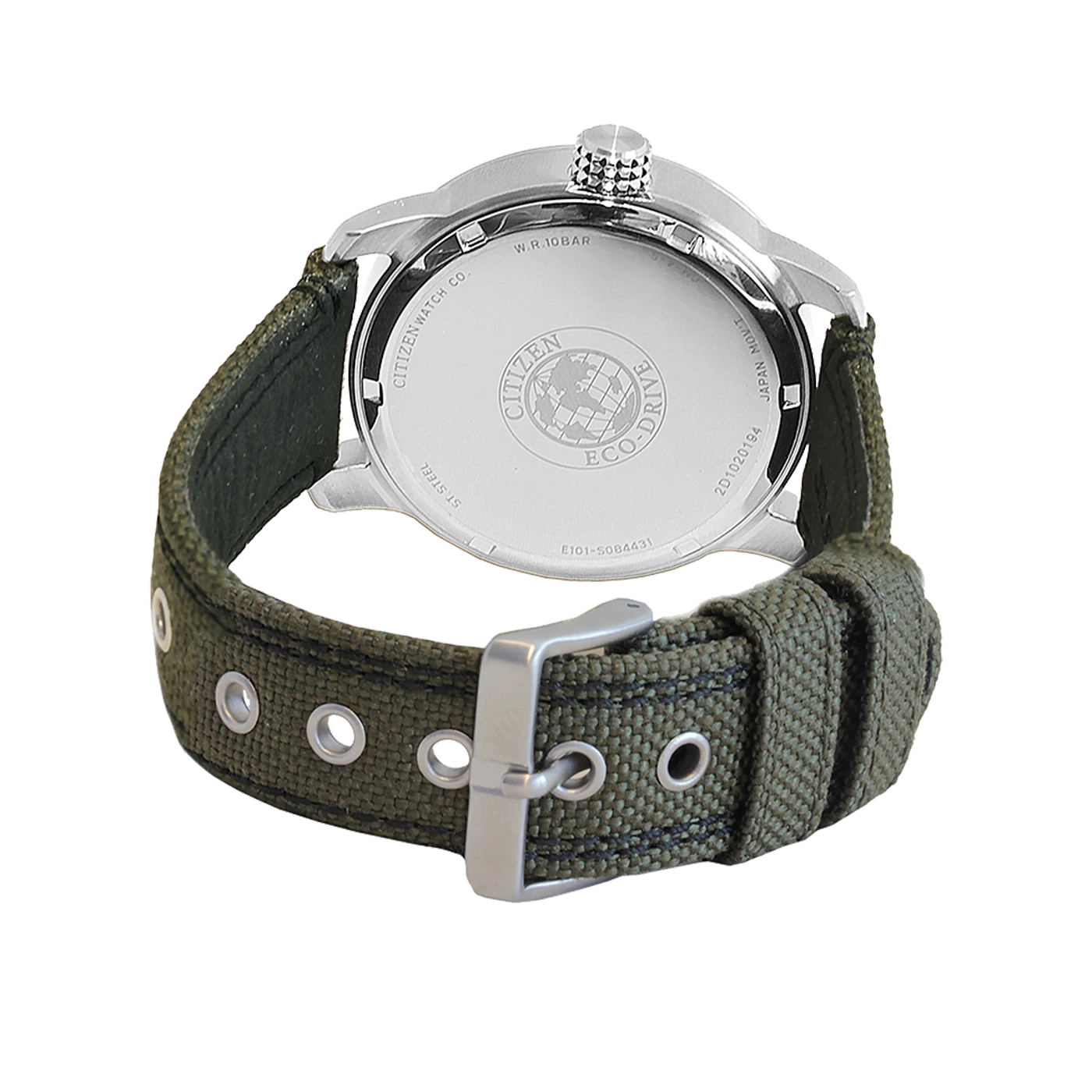 Citizen horlogerug met groene band, Eco-Drive, roestvrij staal, W.R. 10 bar
