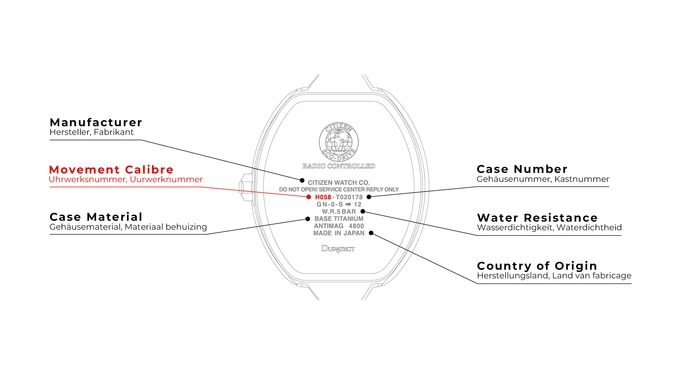 Watch details: manufacturer, movement, case, water resistance, origin.