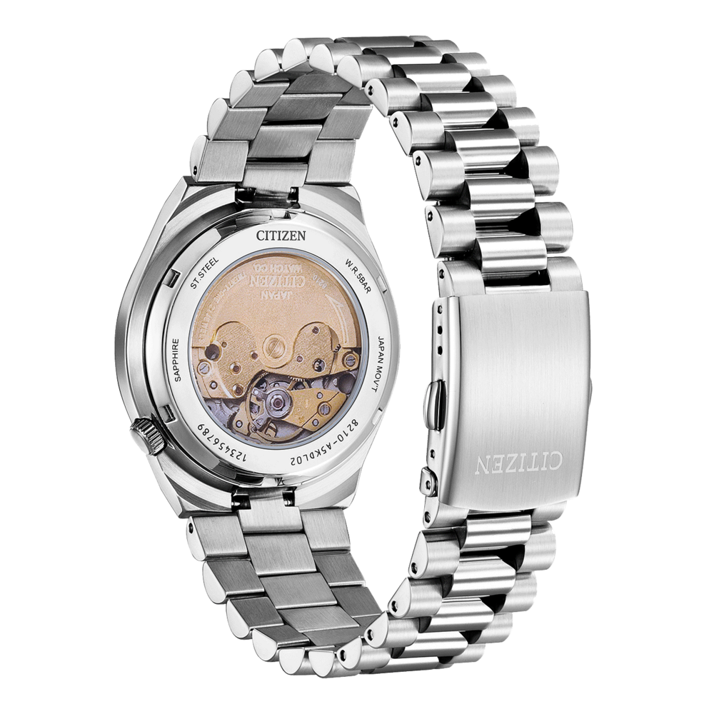 Citizen horlogerug, staal, saffier, Japanse uurwerk, 8210-A5KDL02, W.R.5BAR, 123456789