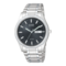 Citizen Eco-Drive horloge met zwarte wijzerplaat en zilveren armband.