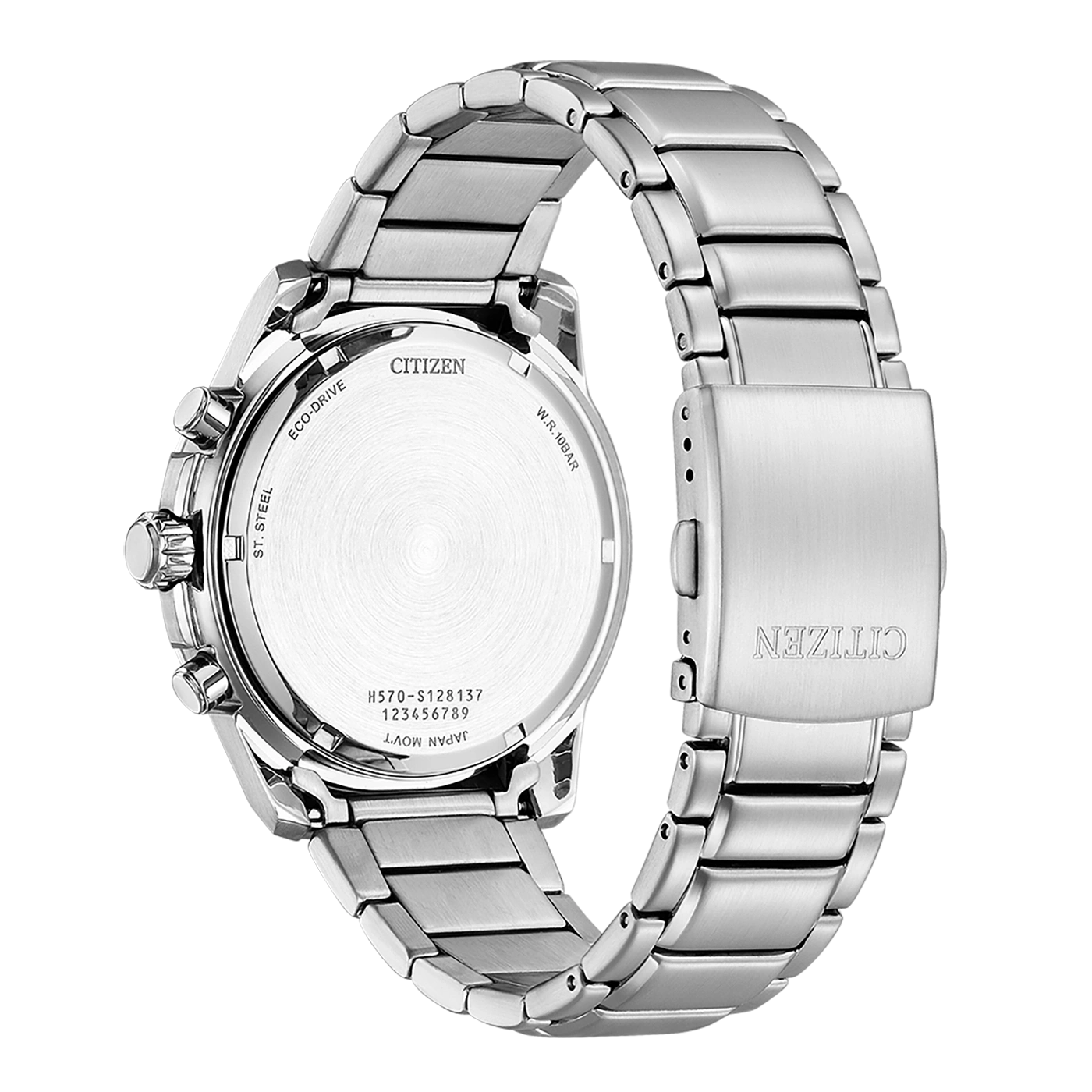 Citizen horlogerug, roestvrij staal, Eco-Drive, W.R. 10BAR, Japan Mov't.