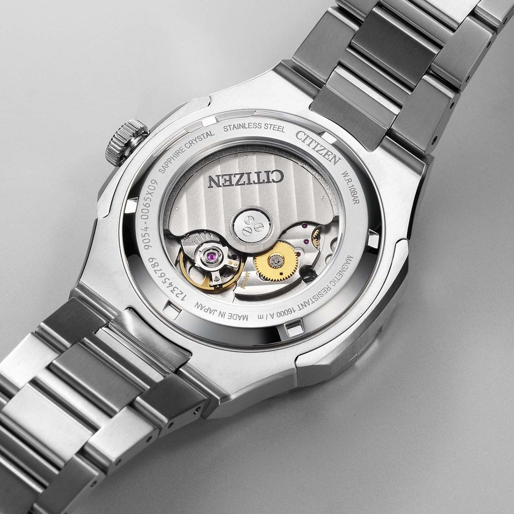 Citizen horlogekast, zichtbaar mechanisme, roestvrij staal, saffierglas, waterdicht.