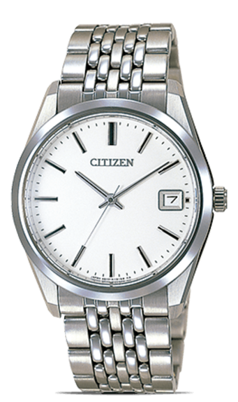 Citizen horloge met witte wijzerplaat en zilveren armband