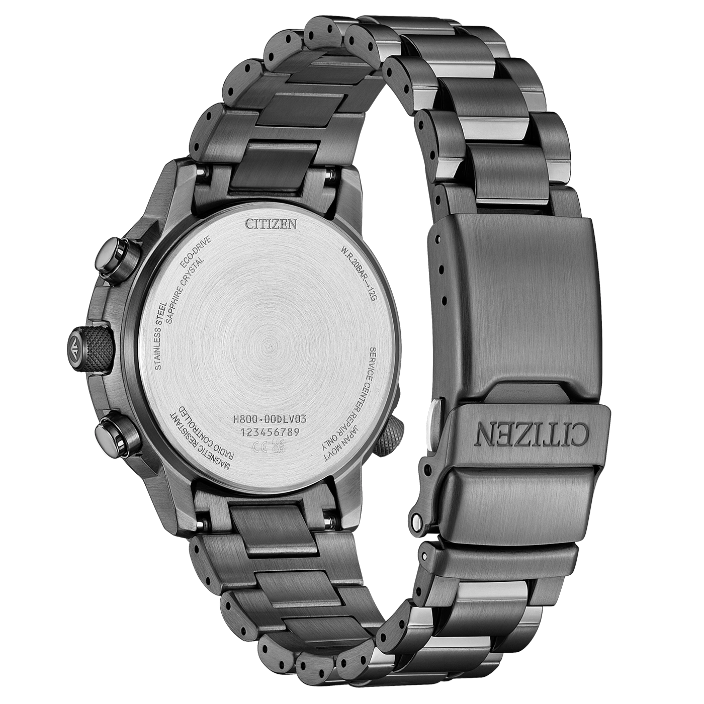 Citizen horloge, roestvrij staal, saffier kristal, eco-drive, radiogestuurd, magnetisch resistent