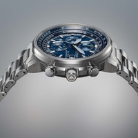 Citizen horloge met blauwe wijzerplaat en metalen band, Eco-Drive, radiogestuurd.